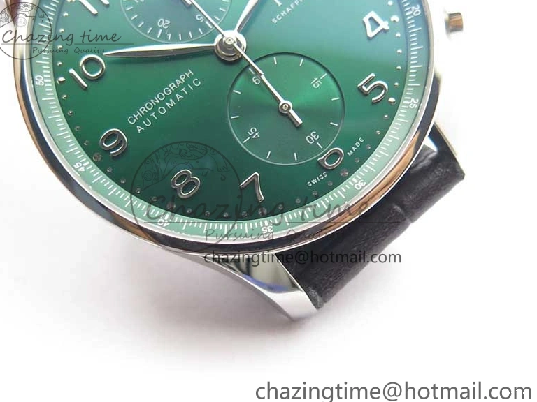 MIROTIME 0421 Elegant Portuguese IW371615 ZF 1:1 Best Edition SS Green Dial on Black Leather Strap A96355 V 7081